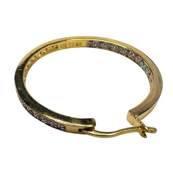 Beautiful 1/2 Carat Inside Out Diamond Hoop Earrings - 14kt Goldplate - Sterling - Picture 8 of 13